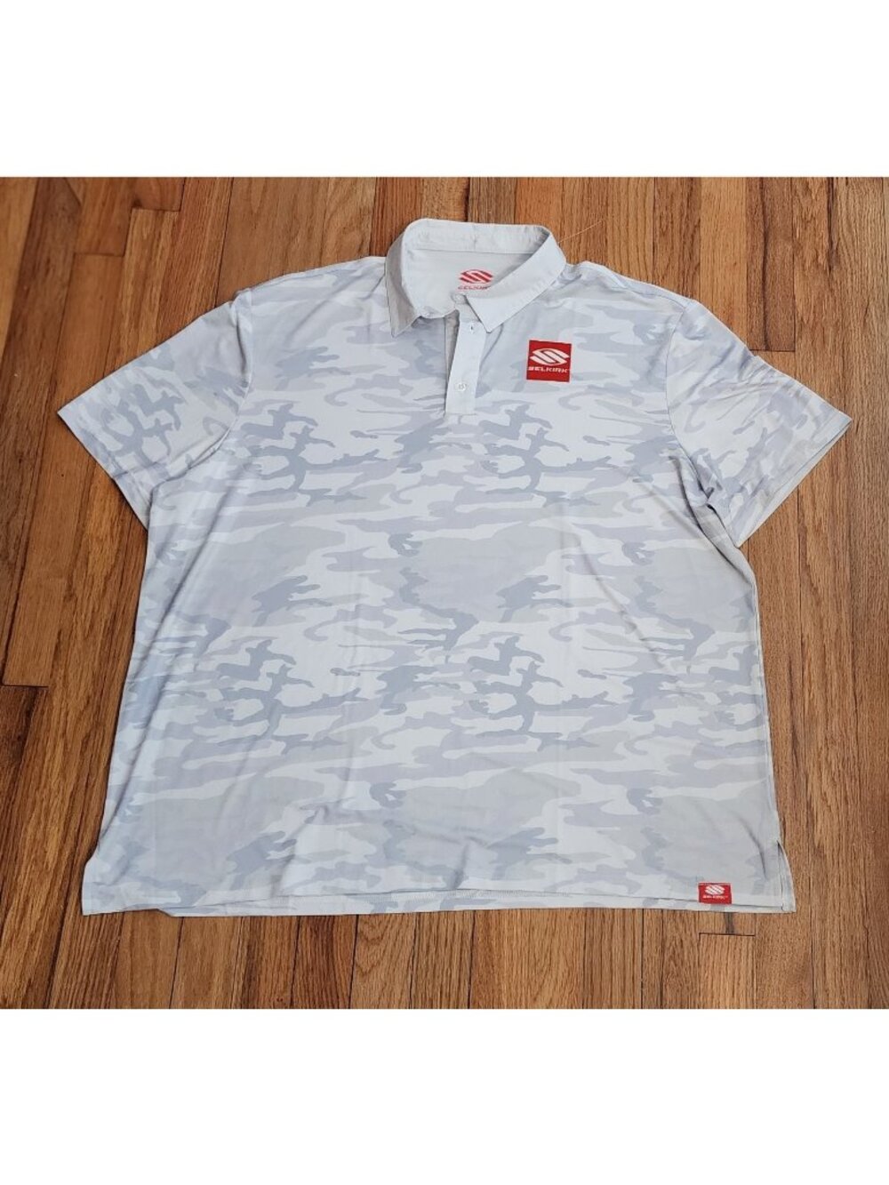 Selkirk Men's Performance Pickleball S/S Polo Shirt White Grey Camo  XXL 2XL